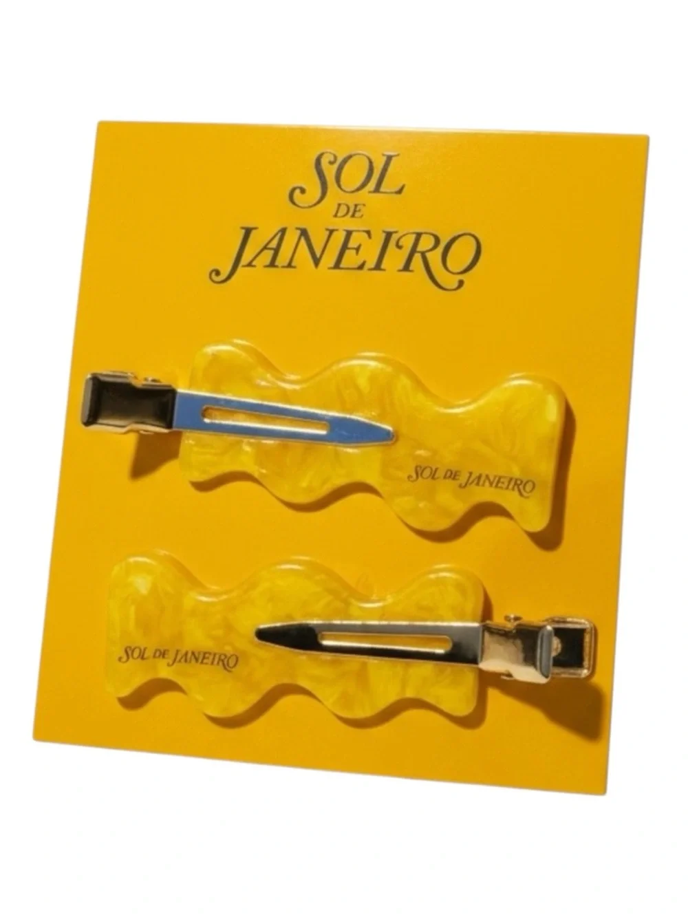new Sol de Janeiro ☀︎︎ Ltd Ed Hair Clips Barrettes ☀︎︎ Set of 2 ☀︎︎ Gold Resin